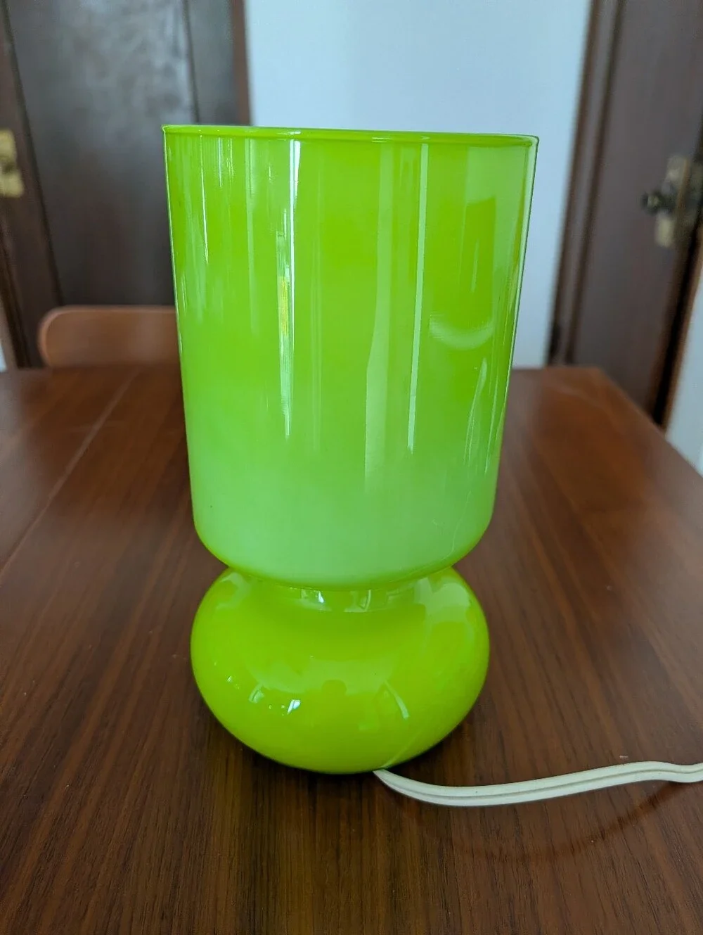 IKEA Lykta Apple Lime Green Mushroom Handblown Glass Table Lamp Retro Groovy
